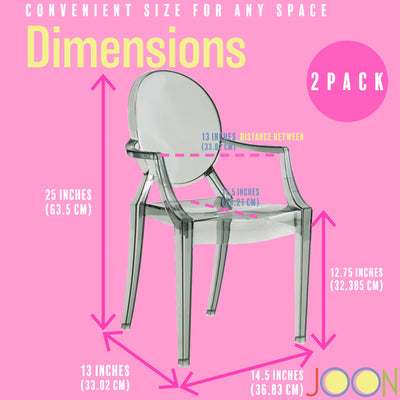 14 of 23:JOON 2 Pack Kids Ghost Chairs with Armrest, 25x13x14.5 Inches, Transparent 