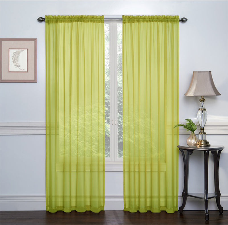 Crystal 2-Pack Sheer Rod Pocket Window Panel, Green, 52x84 Inches