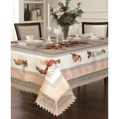 10 of 21:Fruttela Decorative Tablecloth with Macrame Lace Trimming 