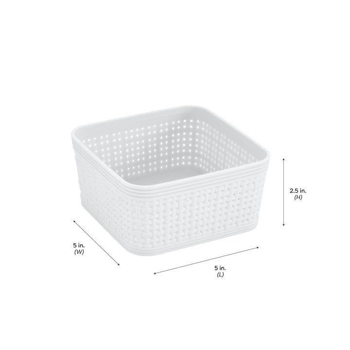 Simplify 6 Pack Plastic Organizing Storage Basket Set, Grey 