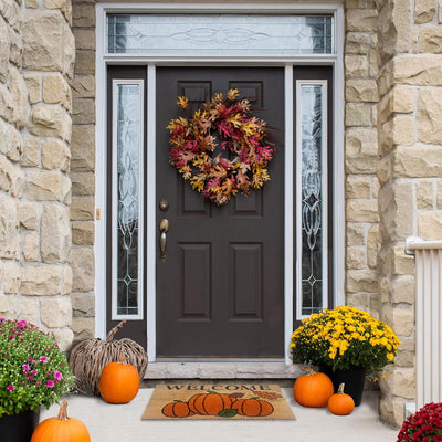 2 of 5:Achim Autumn Foliage Welcome Non-Slip Coir Outdoor Mat, 18x30 Inches 