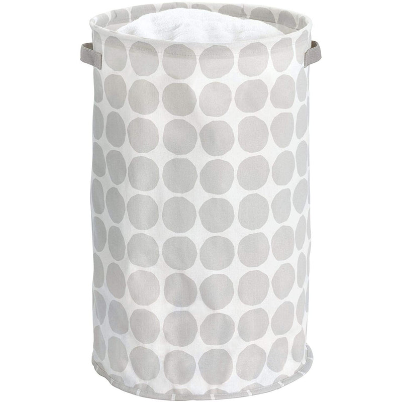 iDesign Dot Fabric Round Storage Bin With Handles, Grey, 15x15x24 Inches