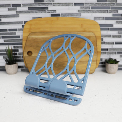 5 of 9:Home Basics Iris Collection Cast Iron Tablet and Cookbook Holder Stand, Slate Blue 