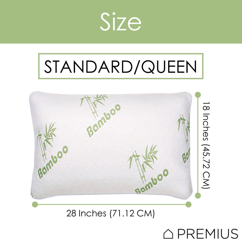 PREMIUS Bamboo Memory Foam Pillow, Standard-Queen, 18x28 Inches