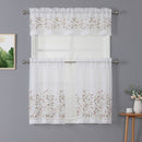 5 of 7:Lucas 3 Piece Leaf Embroidered Kitchen Curtain Set, 56x36 Inches 