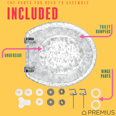 4 of 7:PREMIUS Polyresin Silver Leaf Toilet Seat, Clear, Standard Round, 17 Inches 