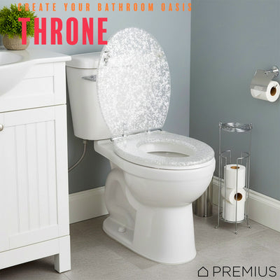 6 of 7:PREMIUS Polyresin Silver Leaf Toilet Seat, Clear, Standard Round, 17 Inches 