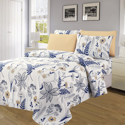 4 of 4:Essentials Bright 4 & 6 Piece Printed Wrinkle-Free Sheet Set, Stencil Flower 