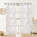 3 of 6:Loro Sheer Floral Printed Grommet Window Curtain Panel, 54x84 Inches 