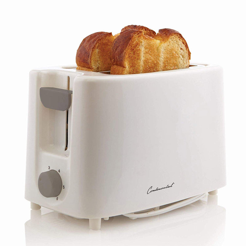 Continental 2-Slice Cool Touch Toaster, White, 6x9x5.5 Inches