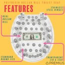 2 of 7:PREMIUS Polyresin Dollar Bill & Coins Money Toilet Seat, Clear, Standard Round, 17 Inches 
