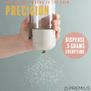 3 of 8:PREMIUS Glass Precision Quantative Spice Dispenser, White, 8.45 Ounces 