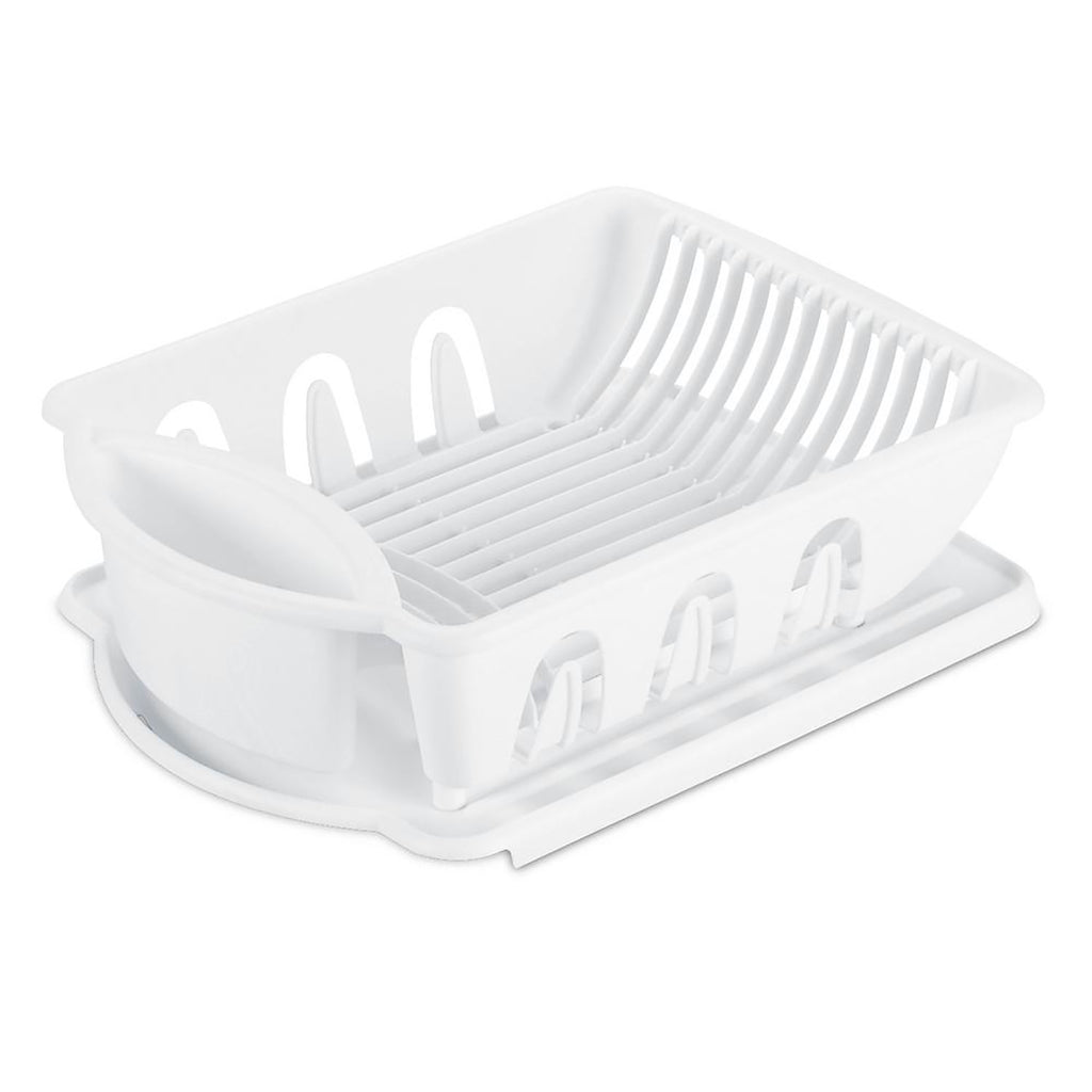 Home Basics 2 Tier Plastic Dish Drainer, White