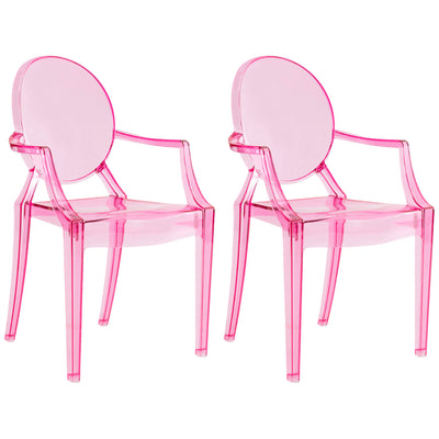 15 of 23:JOON 2 Pack Kids Ghost Chairs with Armrest, 25x13x14.5 Inches, Transparent 