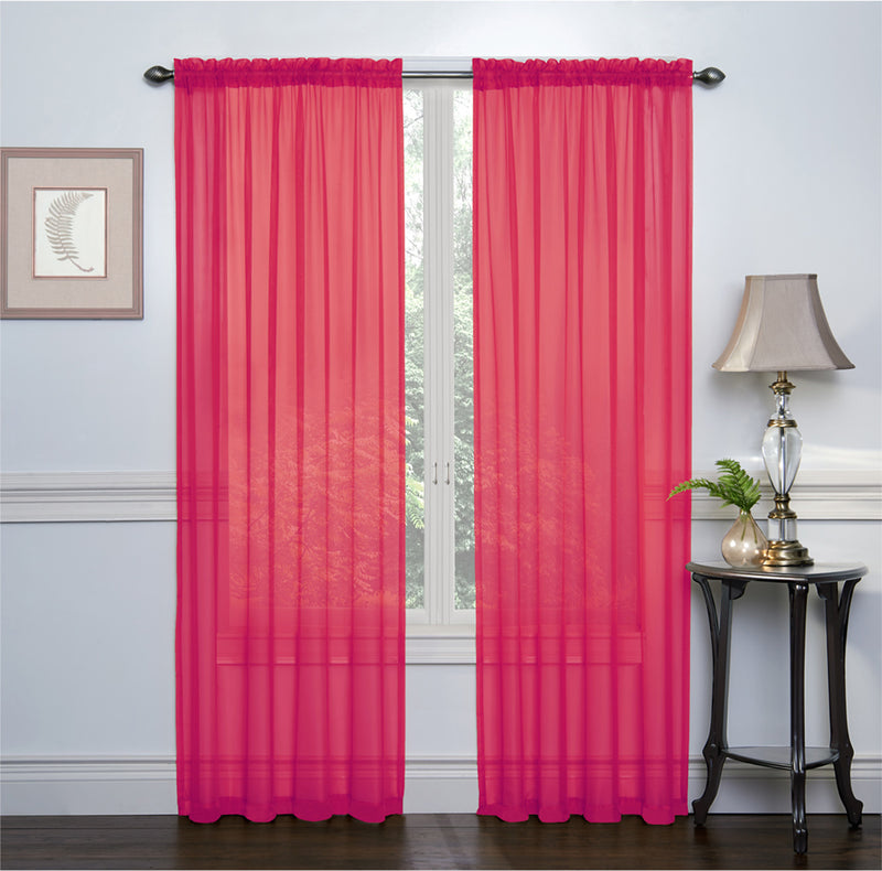 Crystal 2-Pack Sheer Rod Pocket WIndow Panel, Pink, 52x84 Inches