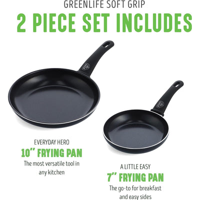 3 of 5:GreenLife Soft Grip Healthy Ceramic Nonstick Frying Pan Set, Black, 7x10 Inches 
