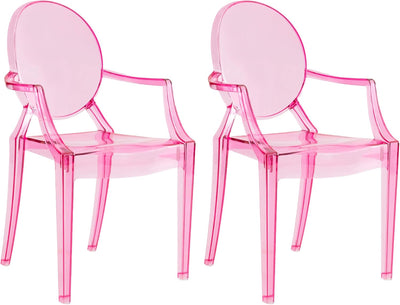 4 of 23:JOON 2 Pack Kids Ghost Chairs with Armrest, 25x13x14.5 Inches, Transparent 