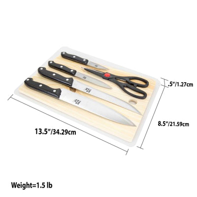 5 of 5:Home Basics 5 Piece Knife Set with Cutting Board, Black 