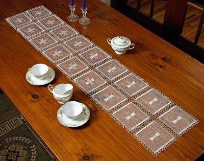 7 of 21:Blossom Embroidered Vintage Lace Design Table Runner 