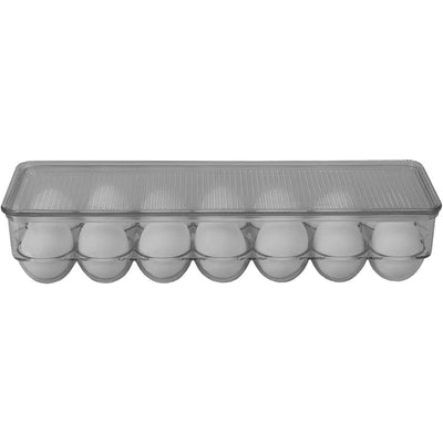 6 of 7:Home Basics Egg Holder with Clear Cover, Holds 14 Eggs, 14.5x4.75x3 Inches 