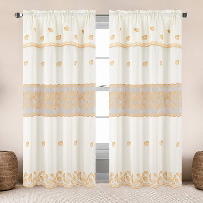 6 of 6:Kaylani Macramé Embroidered Window Curtain Panel with Valance, 55x84 Inches 