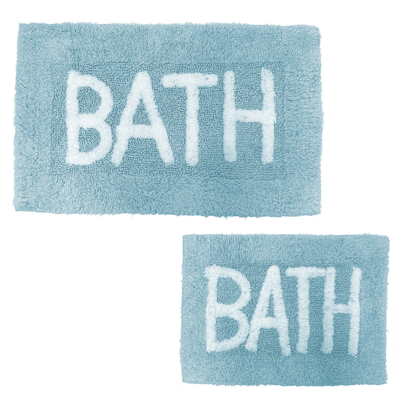 Dorian 2 Piece 100% Cotton Bath Mat Set, Blue