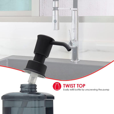 2 of 4:Home Basics Soap Dispenser with Basketweave Sponge Holder, Black, 18.6 oz 