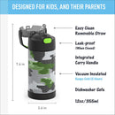 2 of 4:Thermos Kids Water Bottle Vacuum Insulated Stainless Steel with Straw, Camo, 12 Ounces 