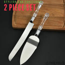 3 of 4:PREMIUS Stainless Steel Cake Server and Knife Set with Plastic Crystal Handle, 13 & 10.5 Inches (Pack of 2) 