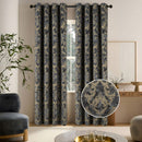 7 of 7:Marcelo Metallic Velvet Damask Room Darkening Grommet Window Curtain Panel, 54x84 Inches 
