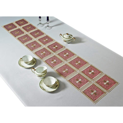 4 of 21:Blossom Embroidered Vintage Lace Design Table Runner 