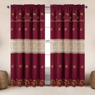 5 of 6:Kaylani Macramé Embroidered Window Curtain Panel with Valance, 55x84 Inches 