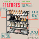 2 of 7:PREMIUS 4 Layer Mesh Shelf Shoe Rack, Black, 29.9x29.1x12 Inches 