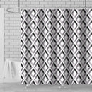 1 of 1:Payton 13 Piece Diamond Canvas Shower Curtain with Hooks, White-Gray-Black, 70x72 Inches 