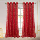 4 of 7:Abira Metallic Leaf Sheer Grommet Window Curtain Panel, 55x84 Inches 