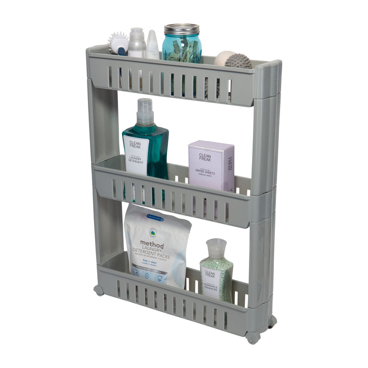 Simplify Slide-2-Stack-It Storage Tote Baskets Grey