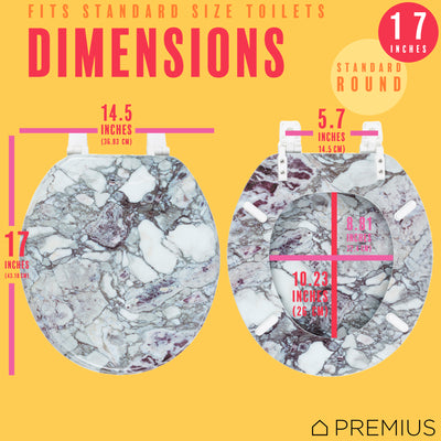 6 of 7:PREMIUS Wood Toilet Seat, Purple Marble, Standard Round, 17 Inches 