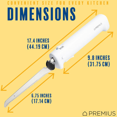 8 of 11:PREMIUS Professional Rechargeable Cordless Electric Knife, 1 Serrated Blade, White 