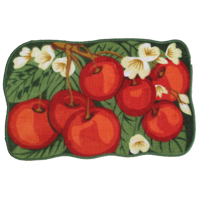 1 of 1:Red Cherry and Blossom Shaped Non-Slip Kitchen Mat, 20x30 Inches 