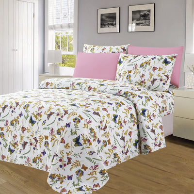 1 of 4:Essentials Neutral 4 & 6 Piece Printed Wrinkle-Free Sheet Set, Butterflies 