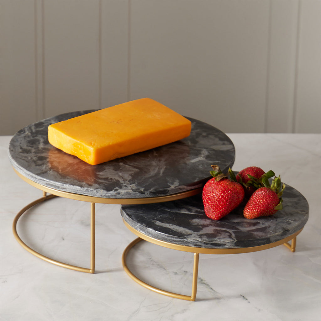 Sophia Grace 2-Piece Round Table Riser, Black Marble, 10x10x4 & 8x8x4 ...