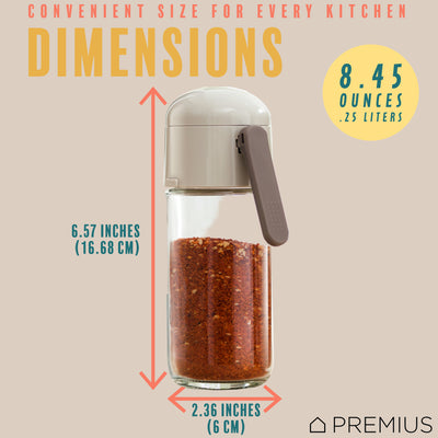 5 of 8:PREMIUS Glass Precision Quantative Spice Dispenser, White, 8.45 Ounces 
