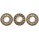1 of 2:PREMIUS 3-Piece Brushed Gold Mirror Set Wall Decor Scroll, Antique Gold, 30x10 Inches 
