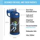 2 of 4:Thermos Kids Water Bottle Vacuum Insulated Stainless Steel with Straw, Space, 12 Ounces 