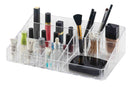 1 of 3:Home Basics Make-Up Tray With Lip Stick Holder, 20 Compartments, Clear, 12.75x3.5x8 Inches 