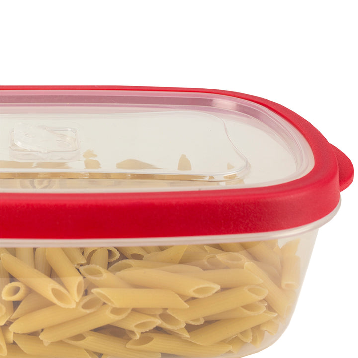 Home Basics 5 Piece Spill-Proof Rectangular Plastic Food Storage Container  with Ventilated, Snap-On Lids, Red, FOOD PREP