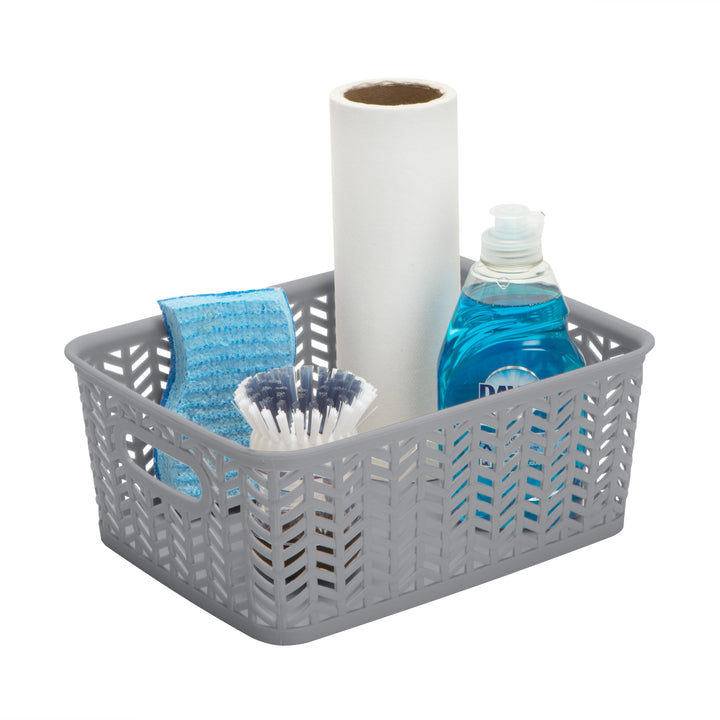 Simplify Small Herringbone Storage Bin White