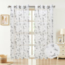 6 of 6:Loro Sheer Floral Printed Grommet Window Curtain Panel, 54x84 Inches 