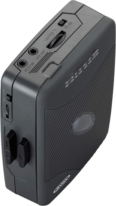 2 of 4:JENSEN Portable Retro Compact Style with AM/FM Radio Cassette Player includes Earbuds, Black 
