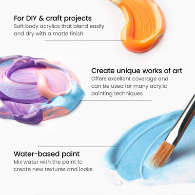 4 of 4:ARTEZA Premium Craft Acrylic Paint, Assorted Colors, 20 Count 